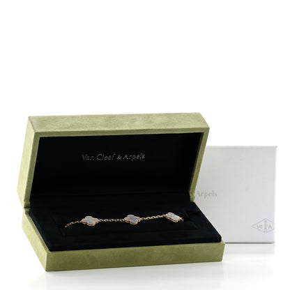Van Cleef & Arpels 18K Yellow Gold Mother of Pearl 5 Motifs Vintage Alhambra Bracelet 5 of 5