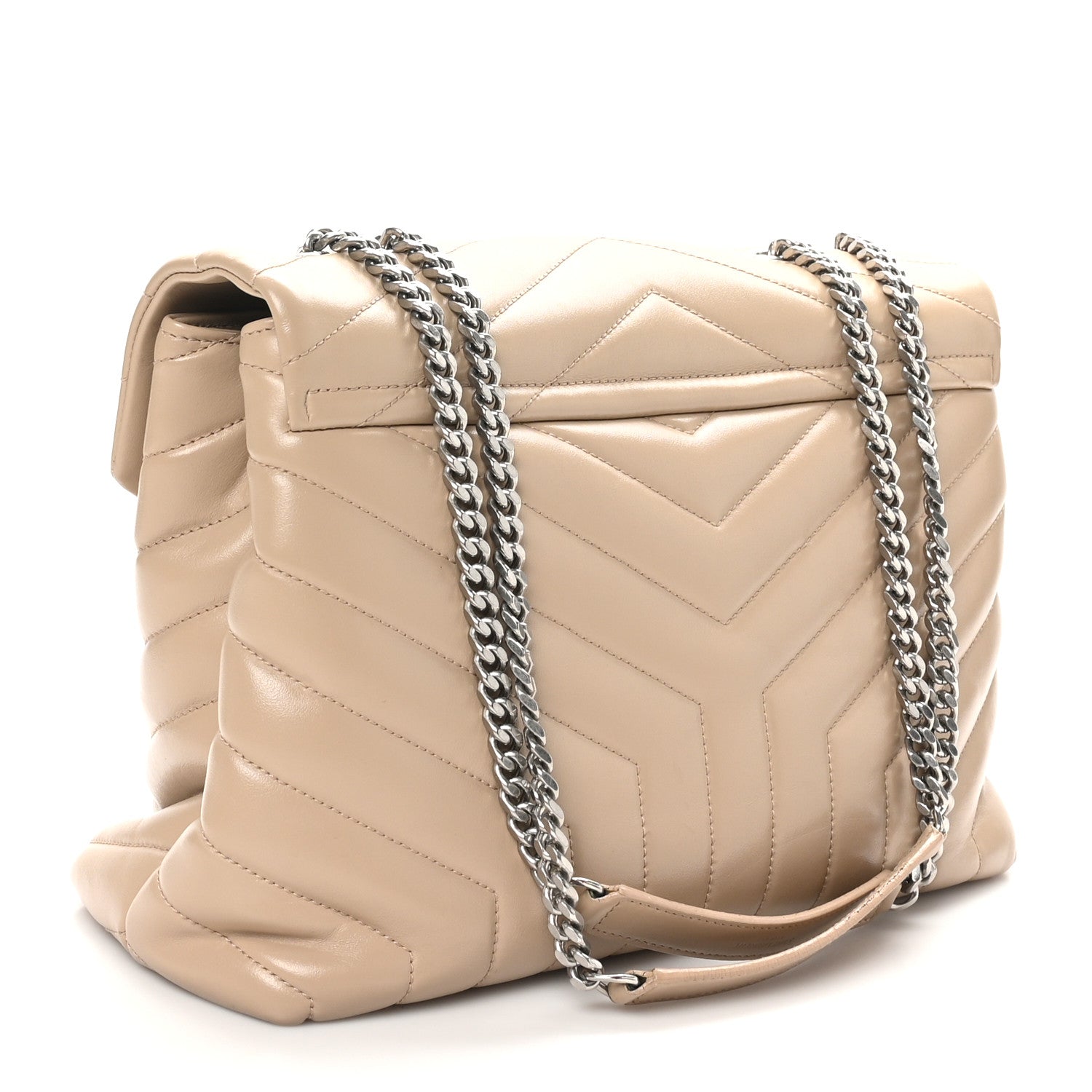 Saint Laurent Calfskin Y Quilted Monogram Medium Loulou Chain Satchel Dark Beige 3 of 11