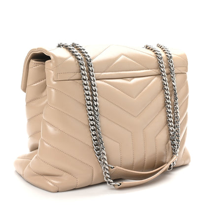 Saint Laurent Calfskin Y Quilted Monogram Medium Loulou Chain Satchel Dark Beige 3 of 11