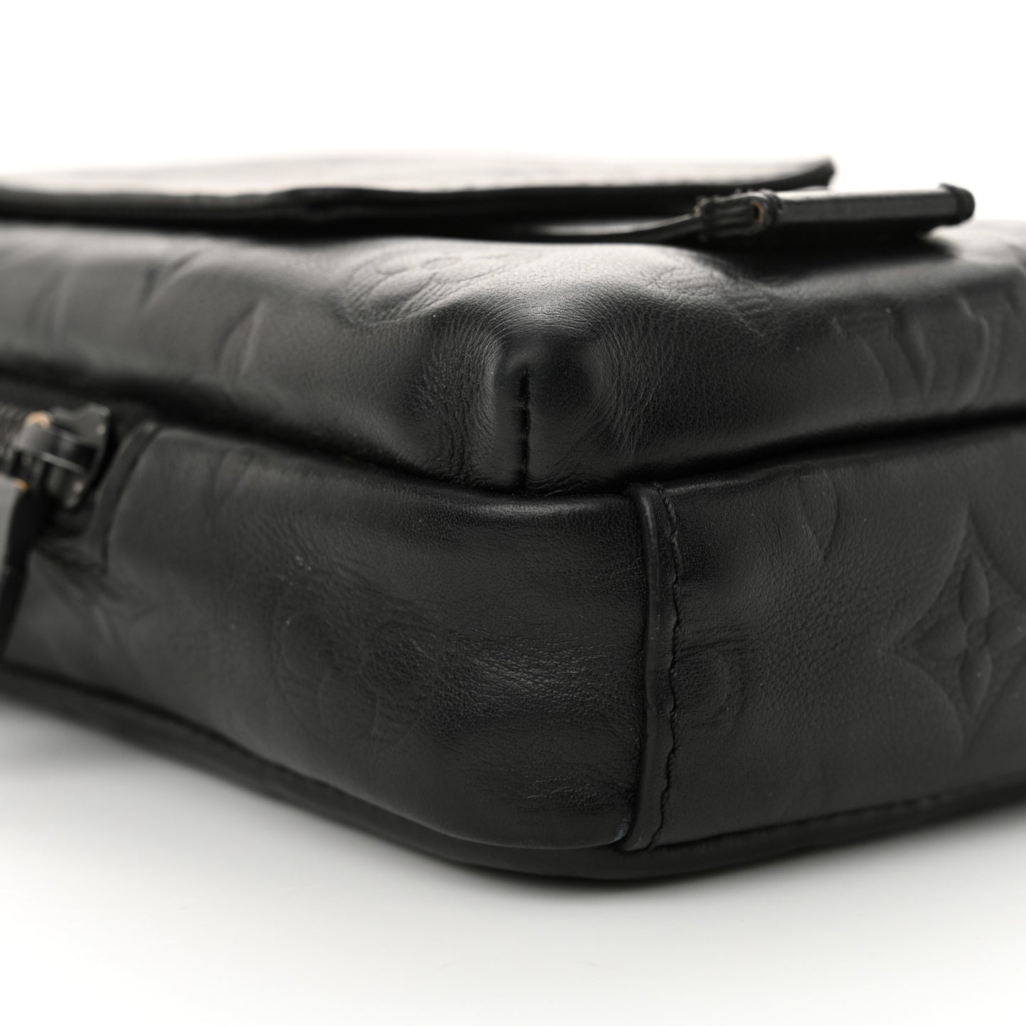 Calfskin Monogram Shadow Double Phone Pouch NM Black