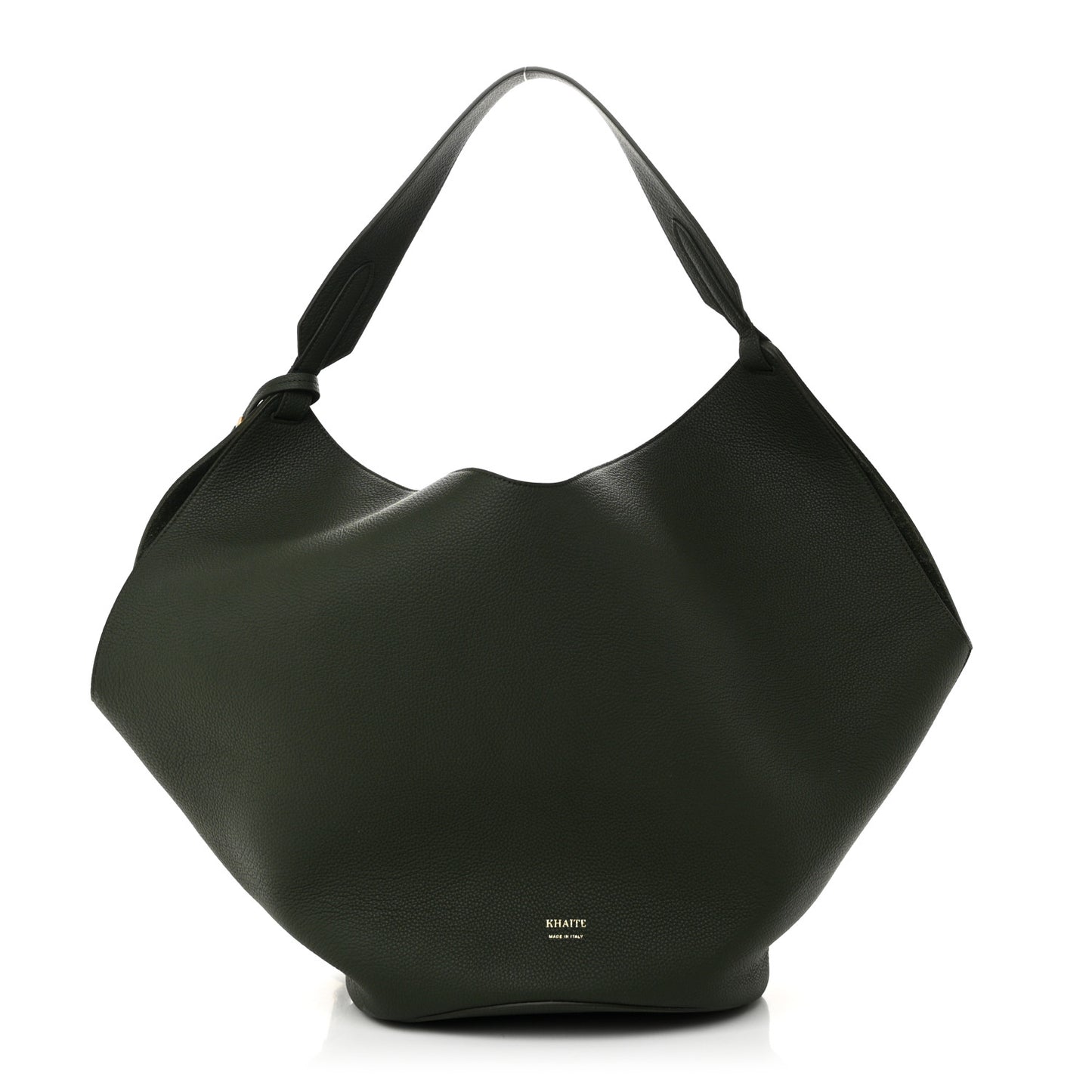 Pebbled Sport Calfskin Medium Lotus Tote Bottle Green