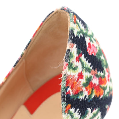 Christian Louboutin Denim Floral Iriza 100 Pumps 39.5 Multi Bisou 9 of 9