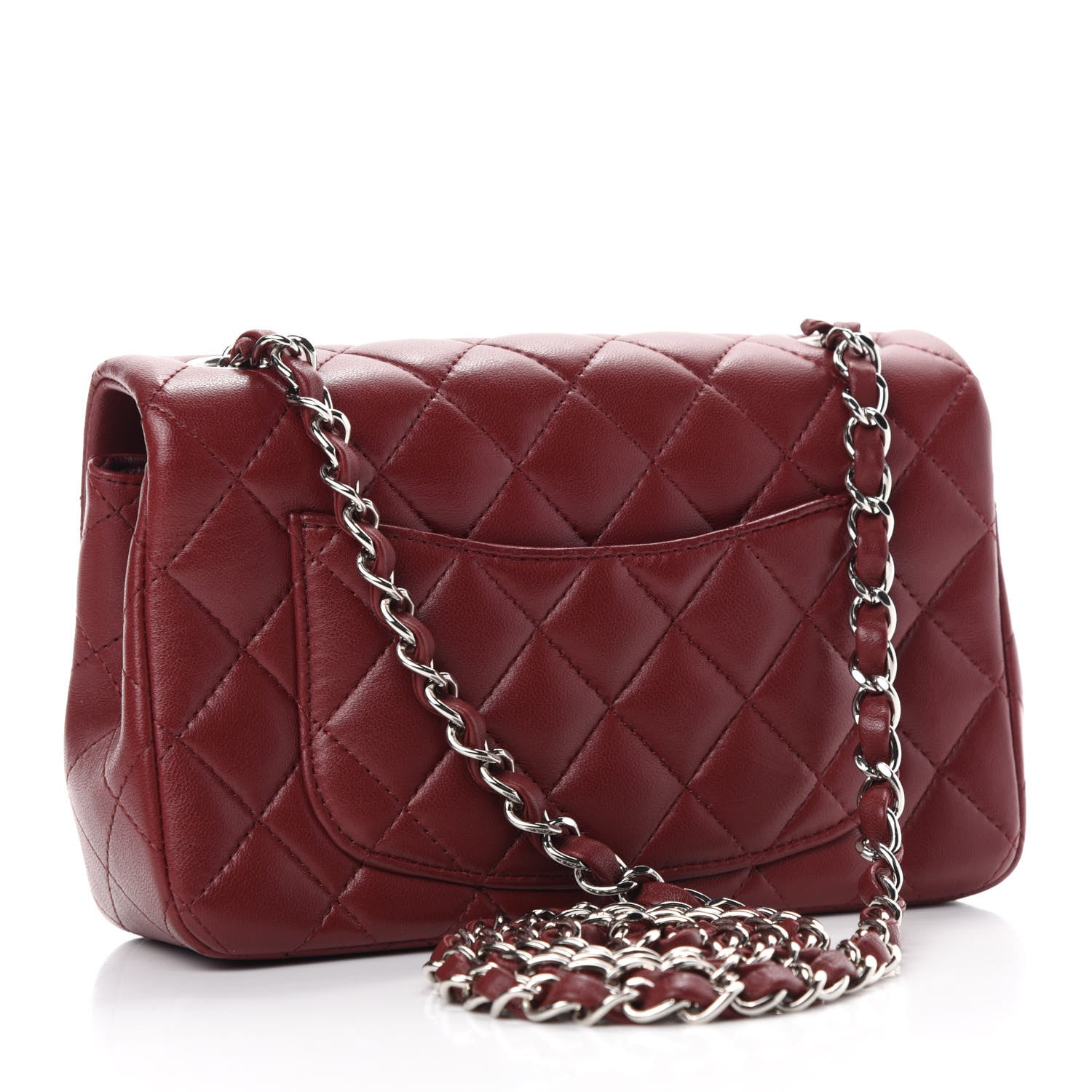 Chanel Lambskin Quilted Mini Rectangular Flap Burgundy 3 of 13