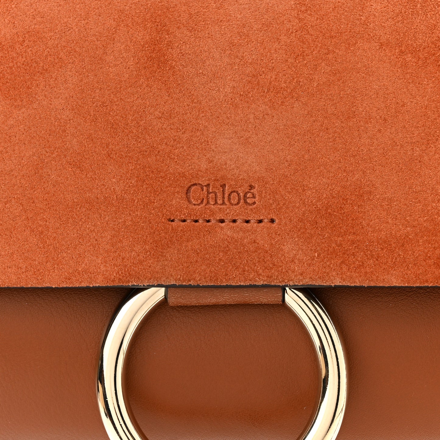 Suede Calfskin Small Faye Shoulder Bag Tobacco