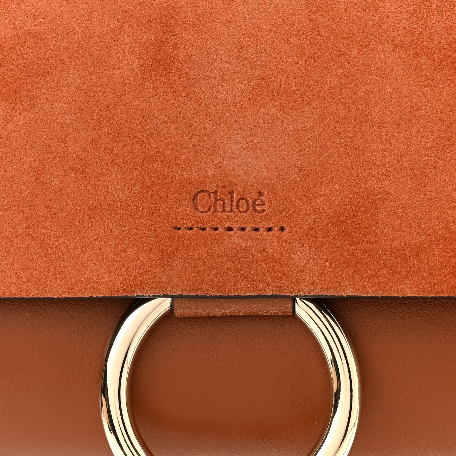 Chloe Suede Calfskin Small Faye Shoulder Bag Tobacco 7 of 10