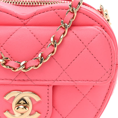 Chanel Lambskin Quilted CC In Love Heart Clutch With Chain Pink 8 of 11