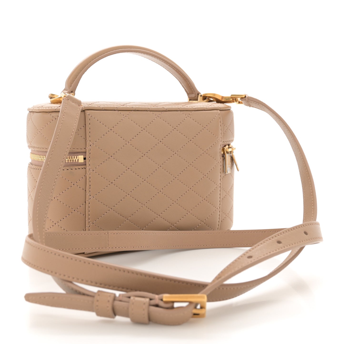 Lambskin Quilted Mini Gaby Vanity Case Dark Toffee