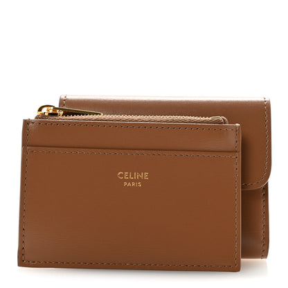 Celine Calfskin Compact Triomphe Wallet With Coin Purse Bronze 3 of 9
