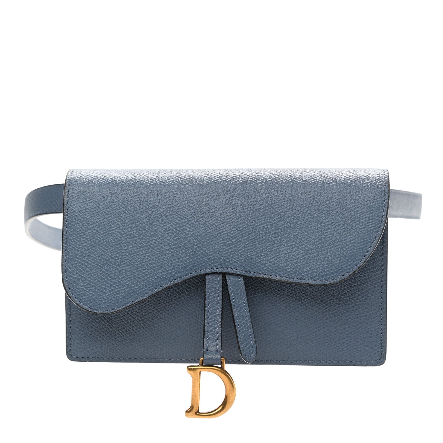 Christian Dior Grained Calfskin Saddle Belt Bag Denim Blue 1 of 10