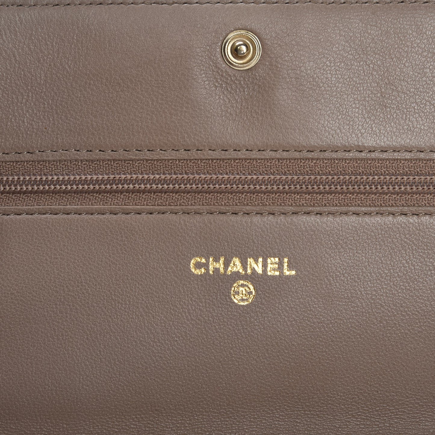 Lambskin Camellia Embossed Wallet on Chain WOC Beige