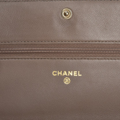 Chanel Lambskin Camellia Embossed Wallet on Chain WOC Beige 6 of 10
