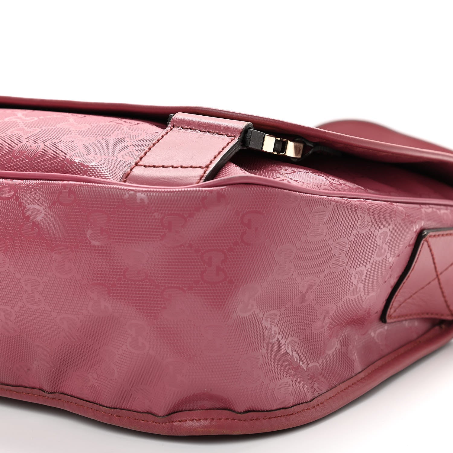 Gucci Imprime Monogram Medium Double Buckle Flap Messenger Bag Vintage Rose 10 of 11