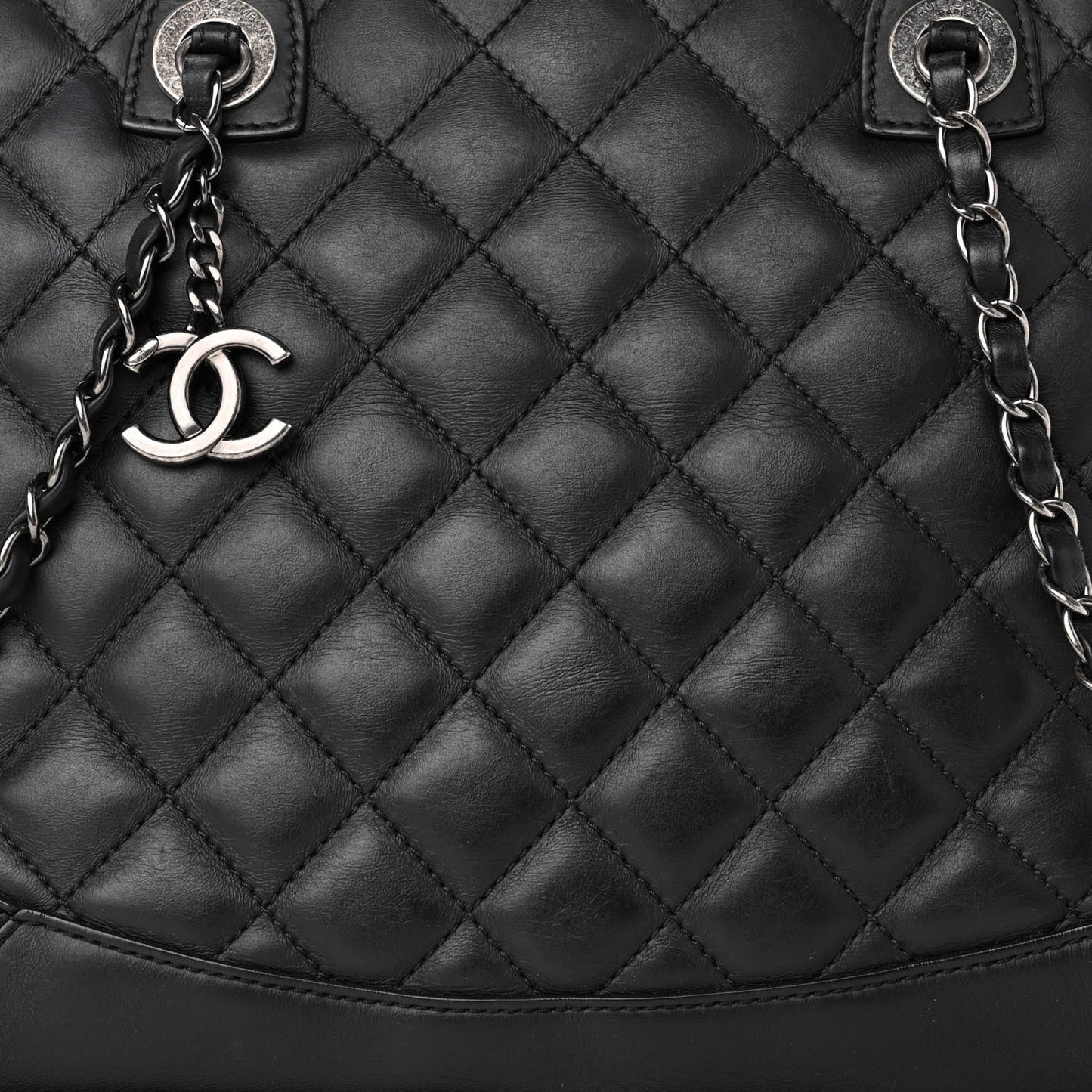 Calfskin Quilted Small Easy Shopping Tote Black