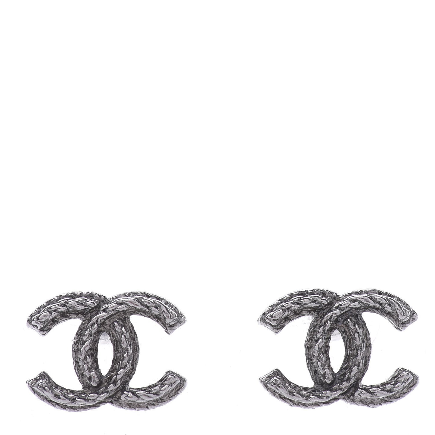 Ruthenium Twisted CC Earrings Silver
