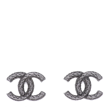 Chanel Ruthenium Twisted CC Earrings Silver 1 of 4