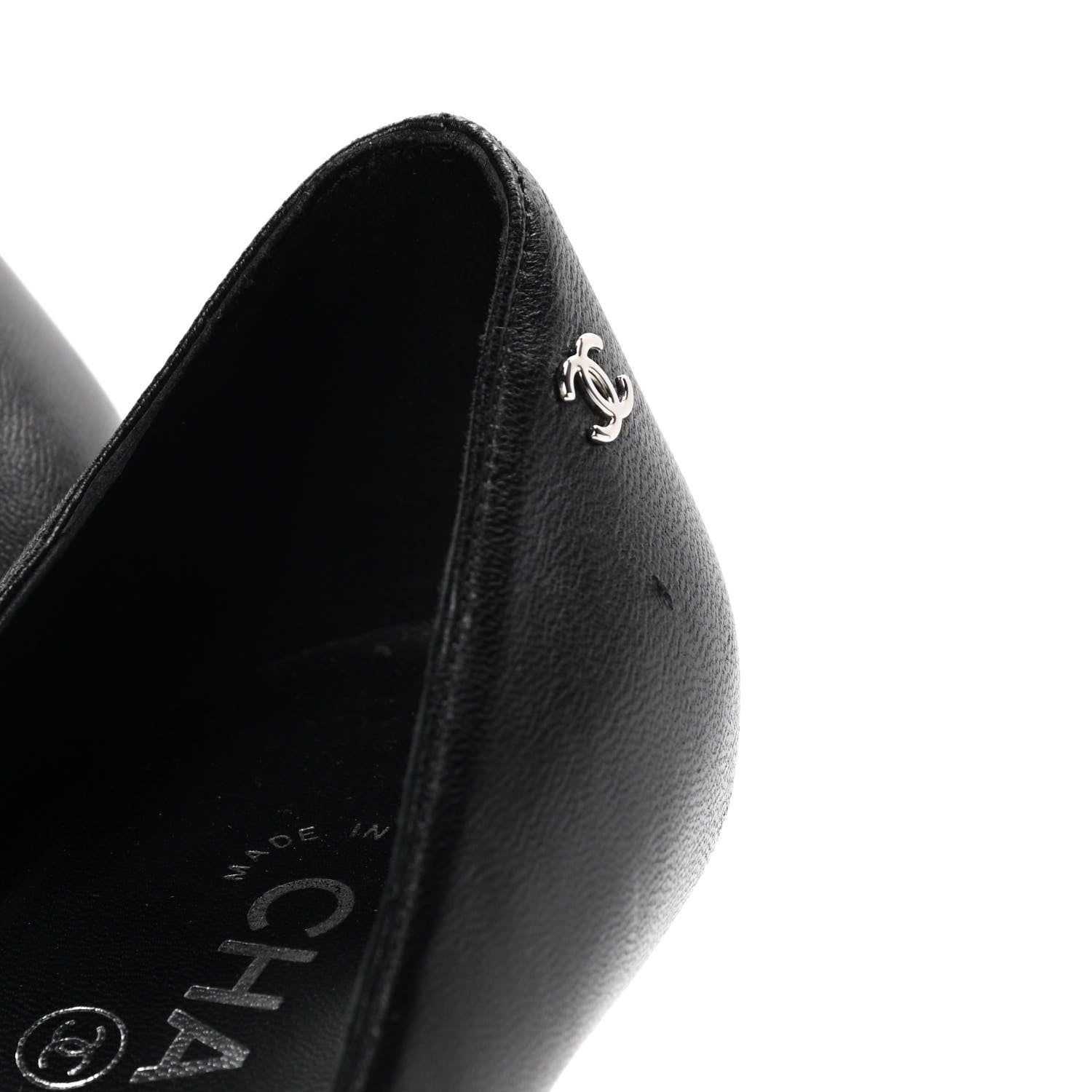 Chanel Lambskin Satin Cap Toe Pumps 37 Black 4 of 10