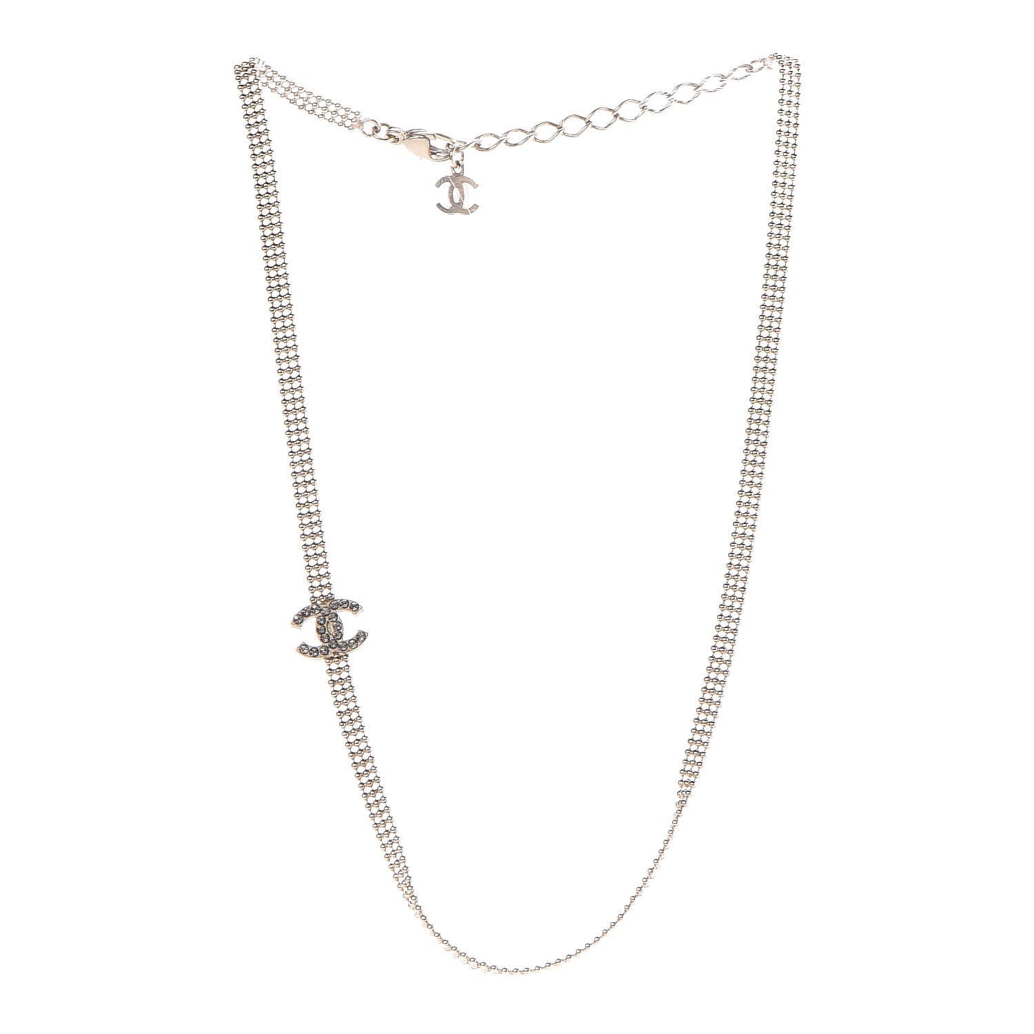 Chanel Crystal CC Necklace Gold 3 of 7