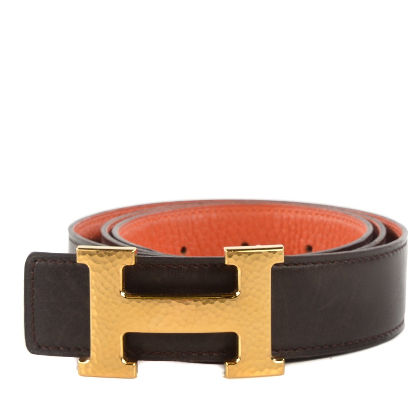 Box Togo Reversible 32mm H Belt 85 Orange Chocolate