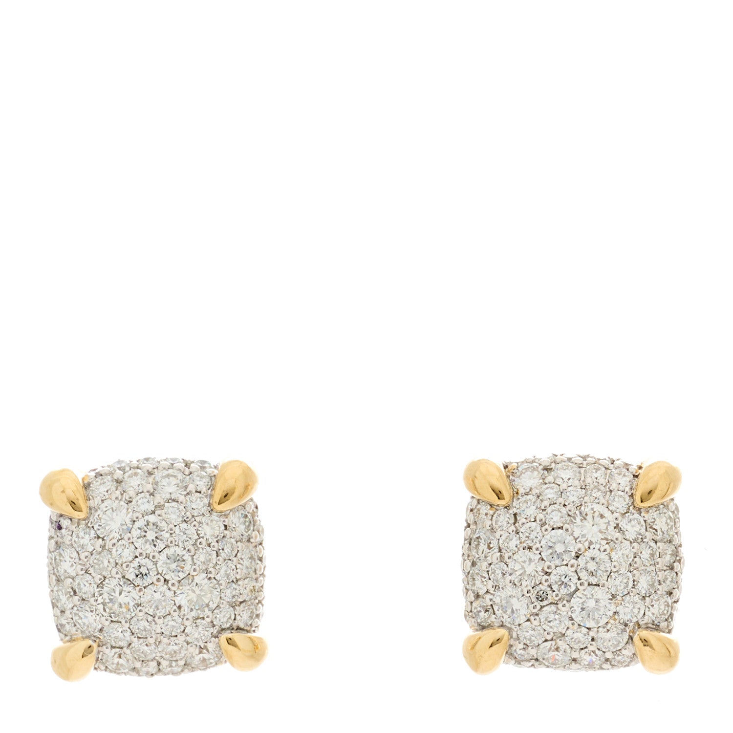 David Yurman 18K Yellow Gold Diamond 11mm Chatelaine Pave Stud Earrings 1 of 5