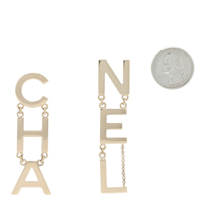 Chanel Metal Cha-Nel Logo Drop Earrings Gold 2 of 4