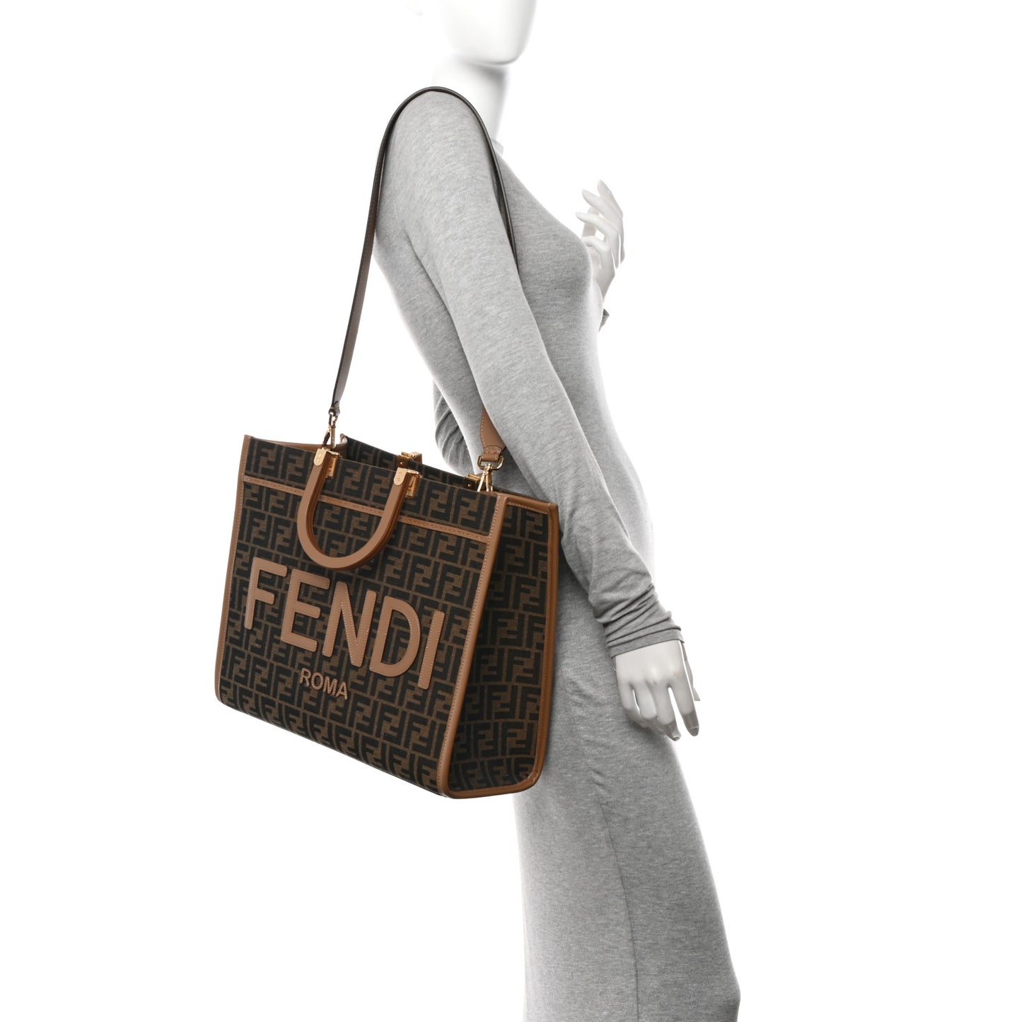 Vitello King Jacquard FF Medium Fendi Sunshine Shopper Tote Cuoiota