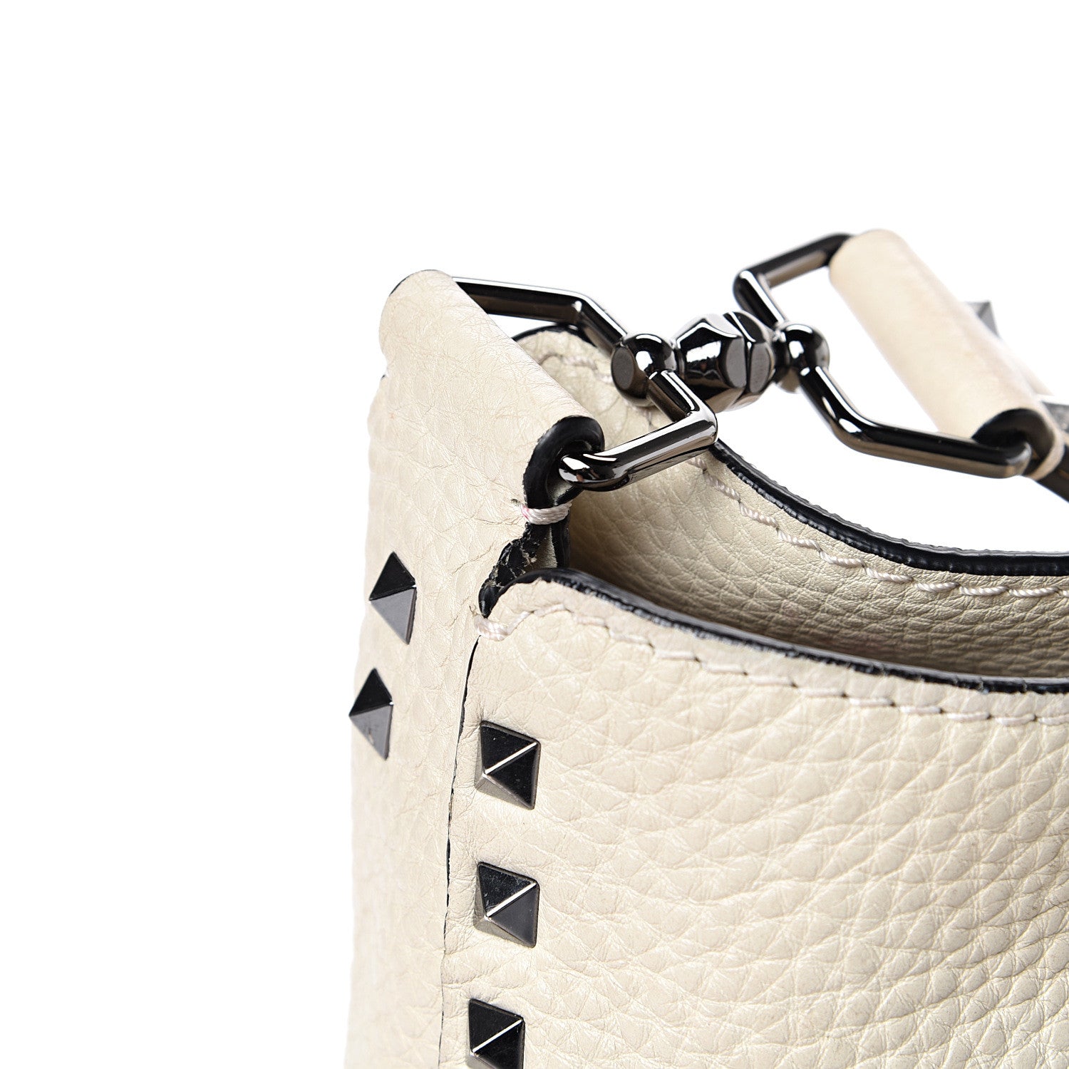 Valentino Garavani Pebbled Calfskin Small Rockstud Flip-Lock Messenger Bag Light Ivory 16 of 16