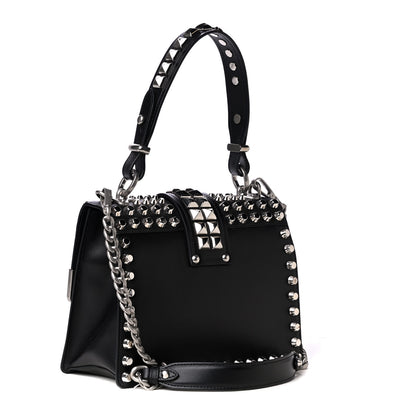 Prada City Calfskin Saffiano Studded Cahier Bag Black 2 of 4