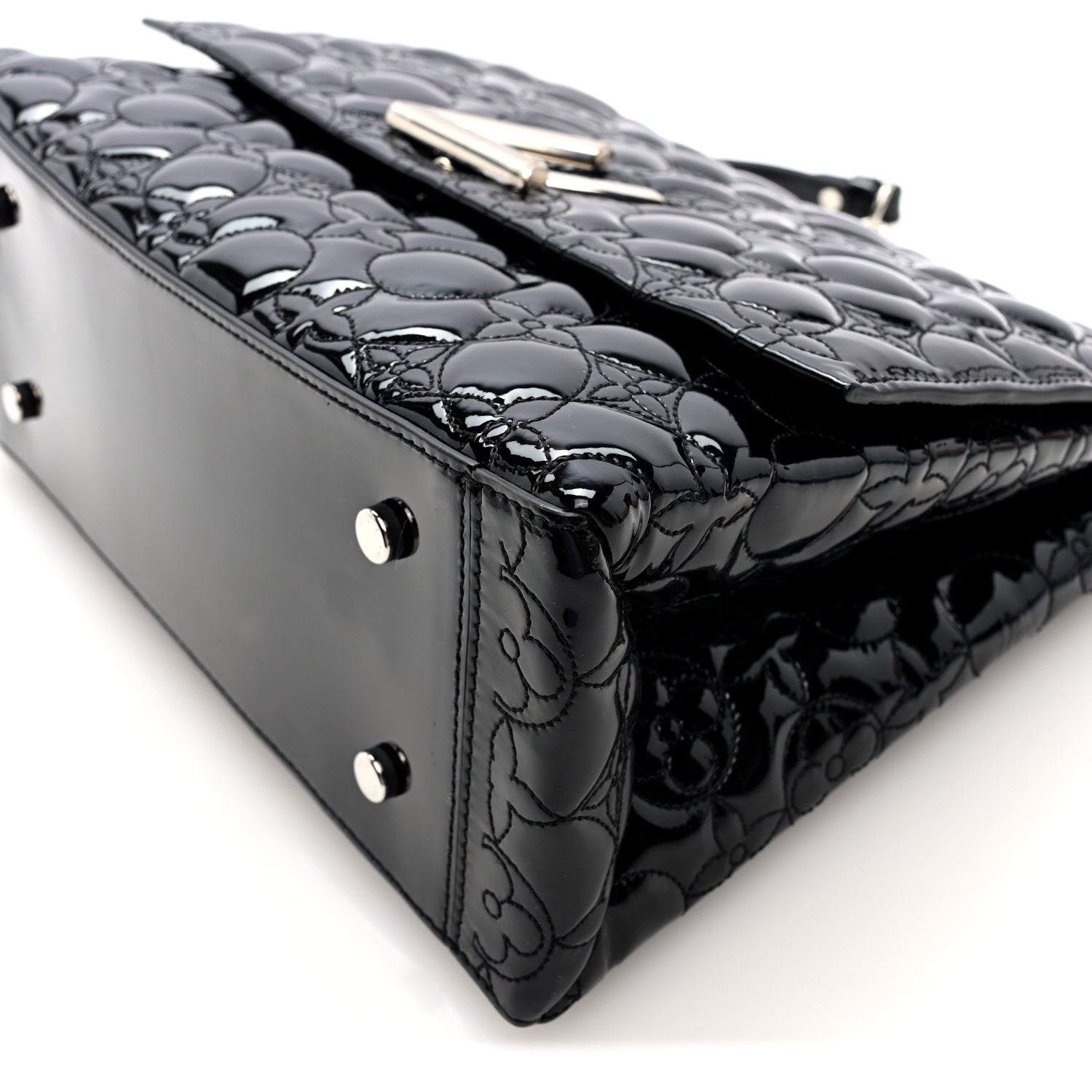 Louis Vuitton Vernis Flower Quilted Twist Shoulder Bag GM Black 9 of 9