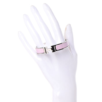 Hermes Enamel Narrow Clic Clac H Bracelet PM Rose Dragee 2 of 6