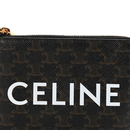 Celine Triomphe Canvas Logo Coin and Card Pouch With Hook Black 6 of 10