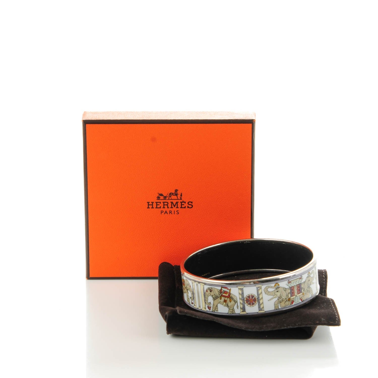 Hermes Enamel Printed Elephant Torana Wide Bracelet 70 5 of 5