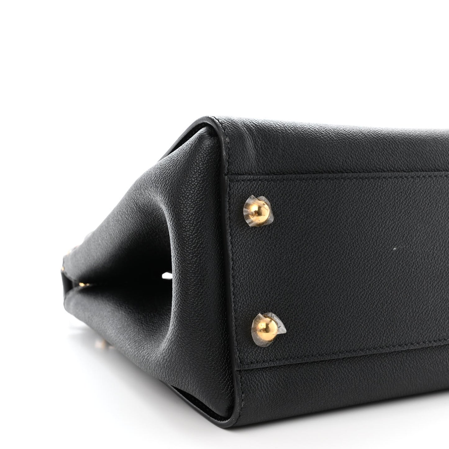 Soft Grain Calfskin Medium Buckle Tote Black