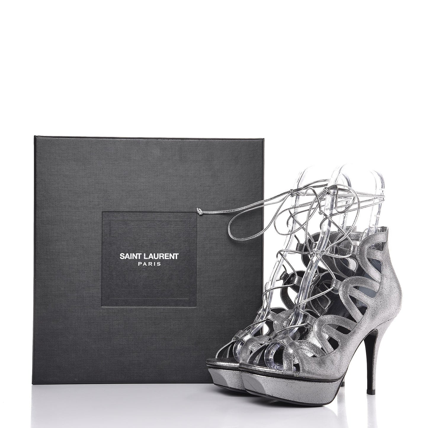 Metallic Suede Tribute Sixteen 75 Lace Up Platform Sandals 38 Acciaio