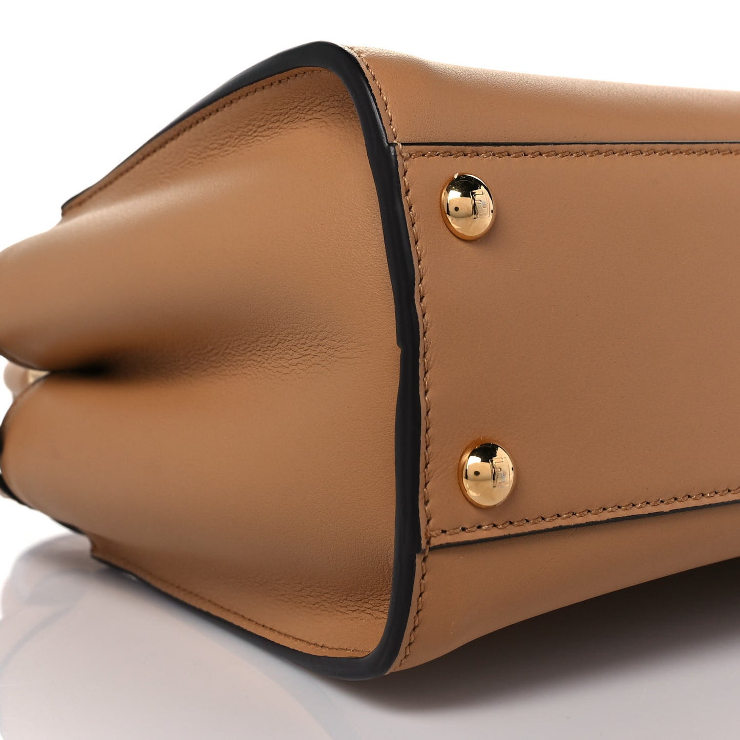 Vitello Seta Canvas FF Embroidered Mini Peekaboo Iconic Satchel Miele Scuro Poudre