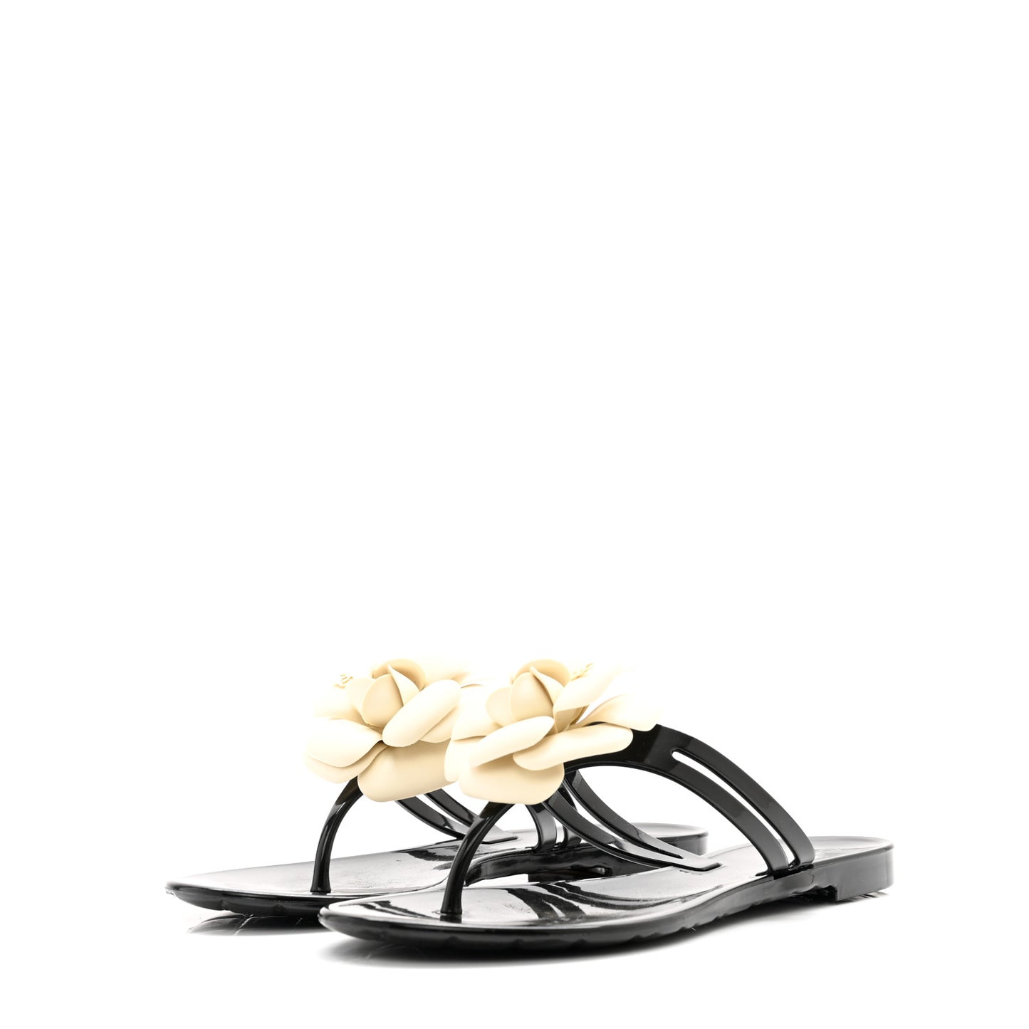 Jelly Camellia Thong Sandals 35 Black Ivory