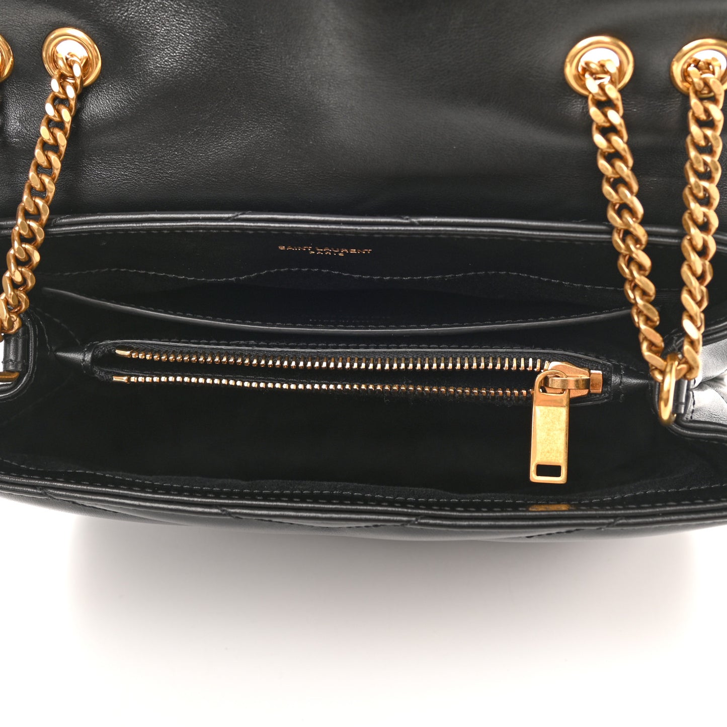 Calfskin Y Quilted Monogram Small Loulou Chain Satchel Black