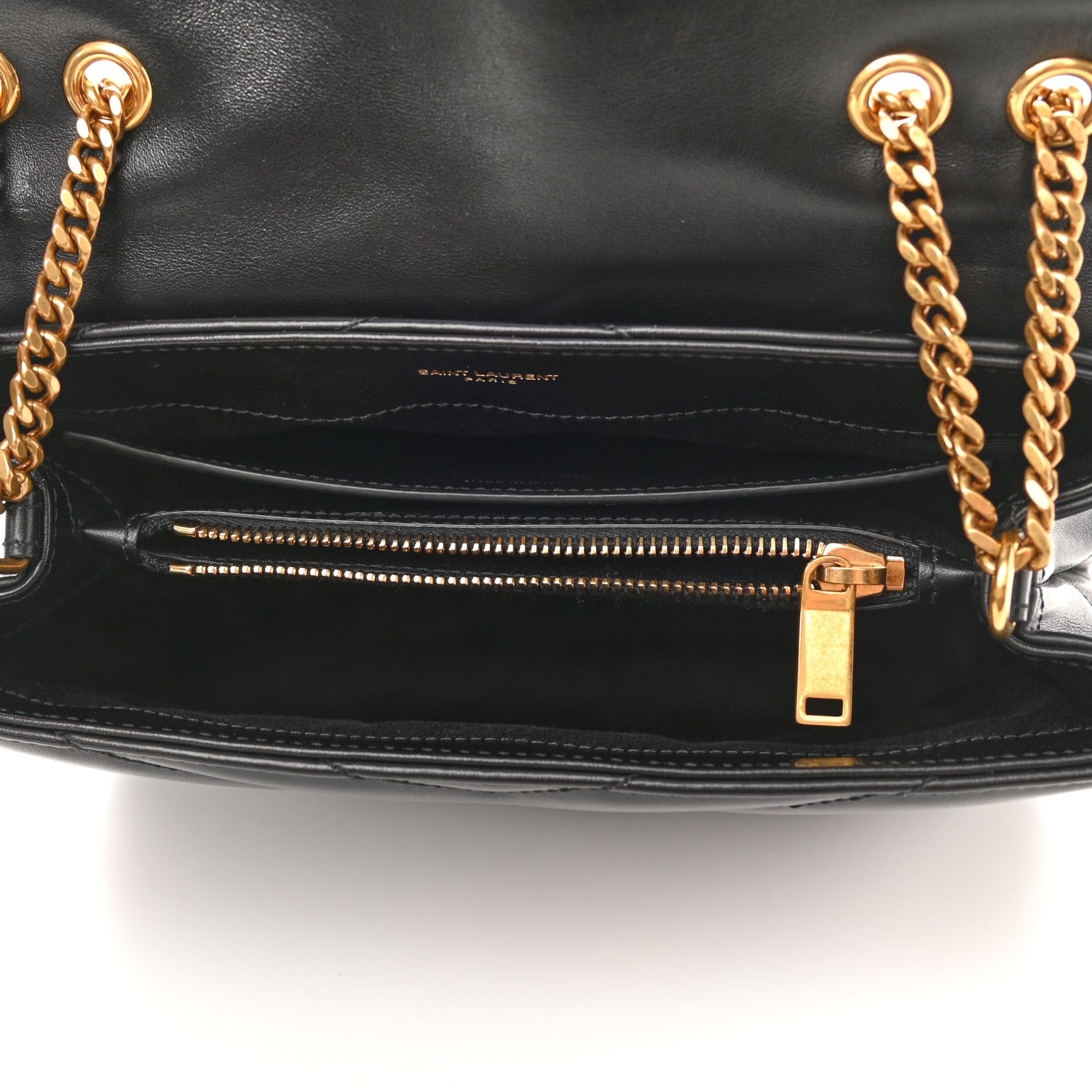 Saint Laurent Calfskin Y Quilted Monogram Small Loulou Chain Satchel Black 5 of 10