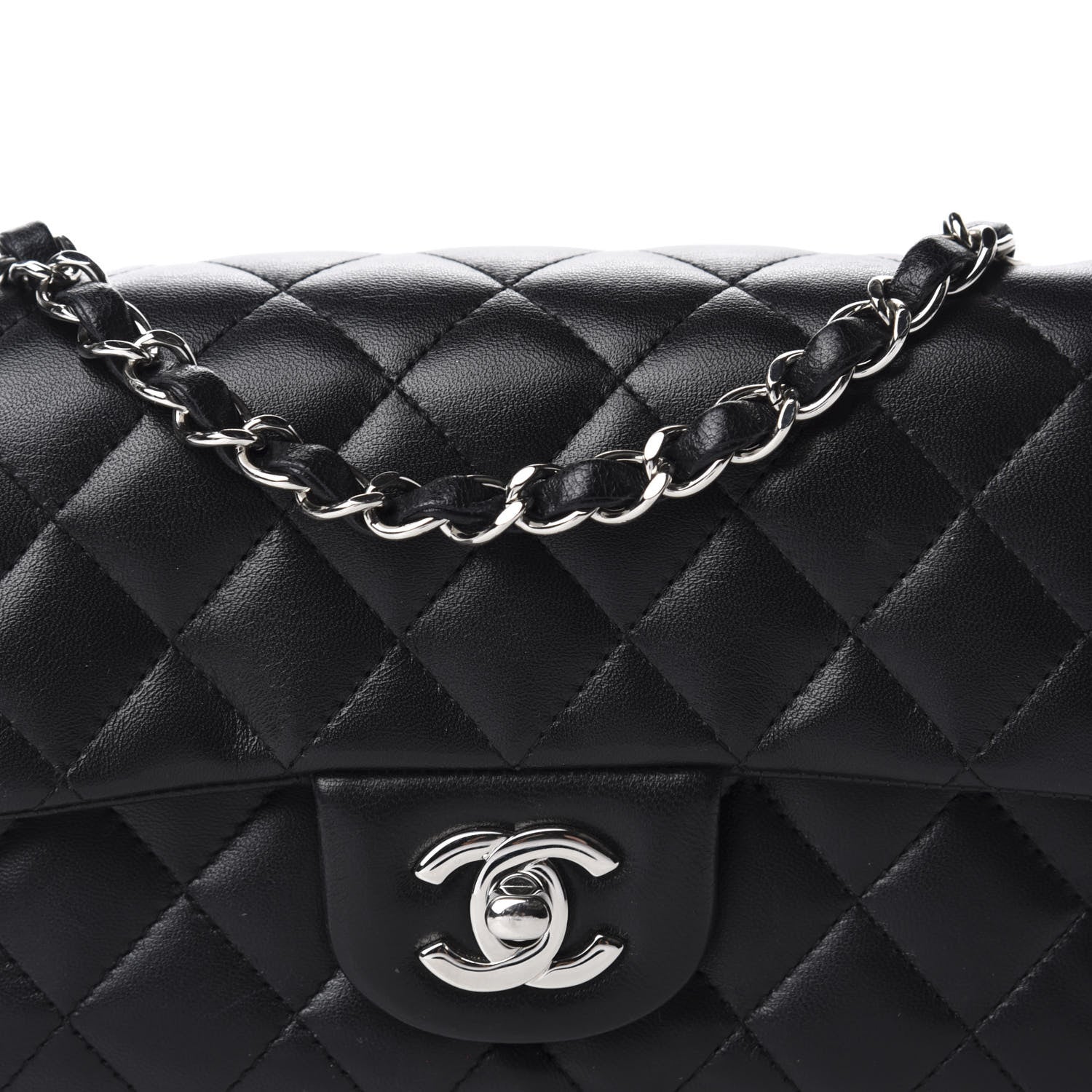 Chanel Lambskin Quilted Mini Rectangular Flap Black 10 of 11
