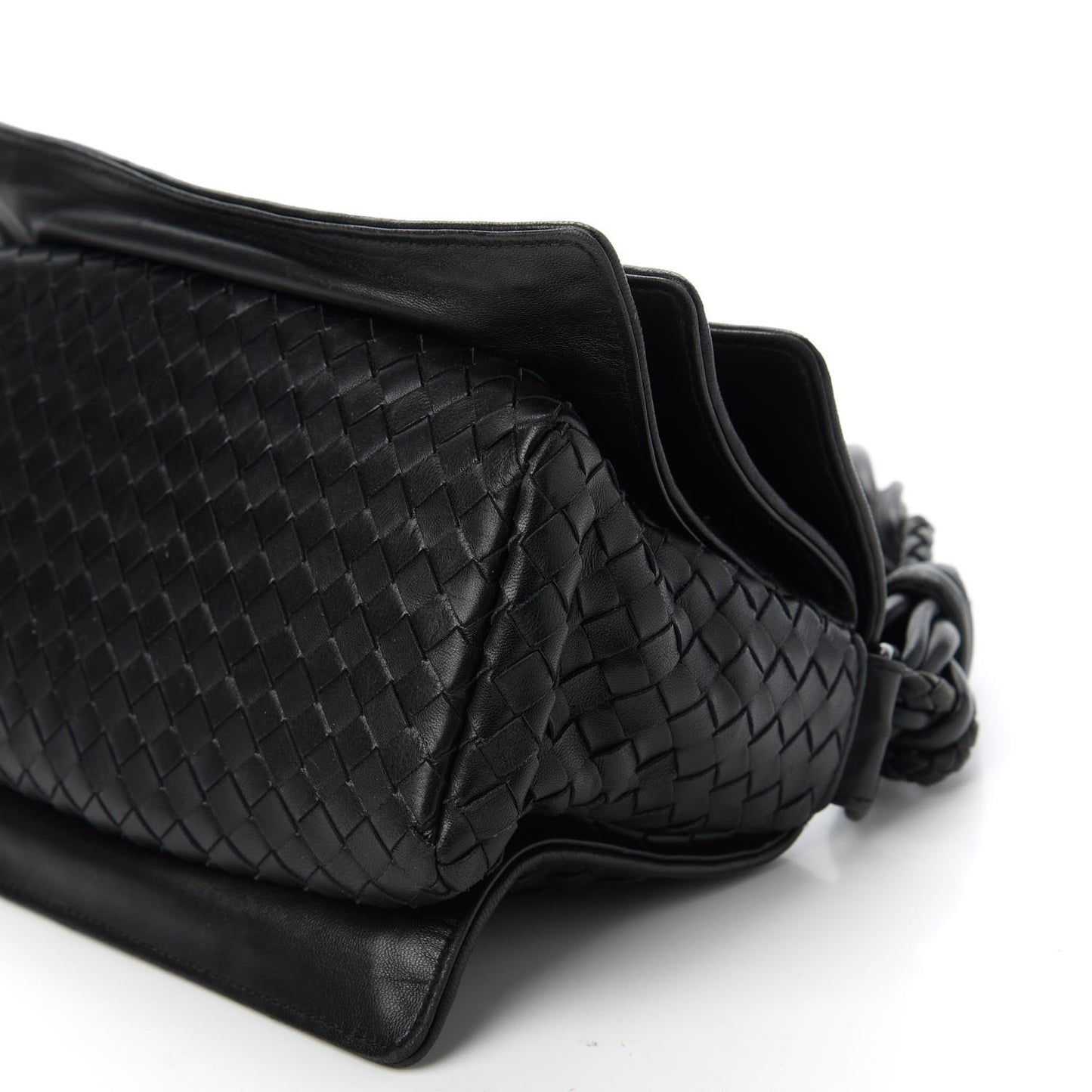 Nappa Intrecciato Braided Flap Shoulder Bag Black