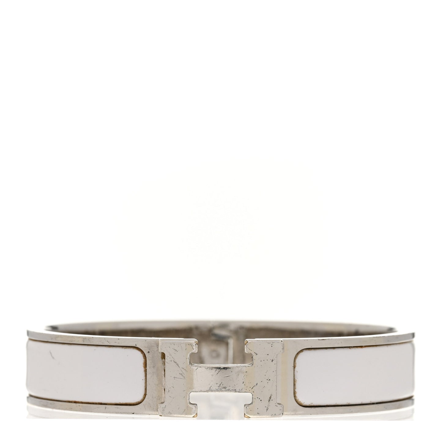 Enamel Narrow Clic Clac H Bracelet PM White
