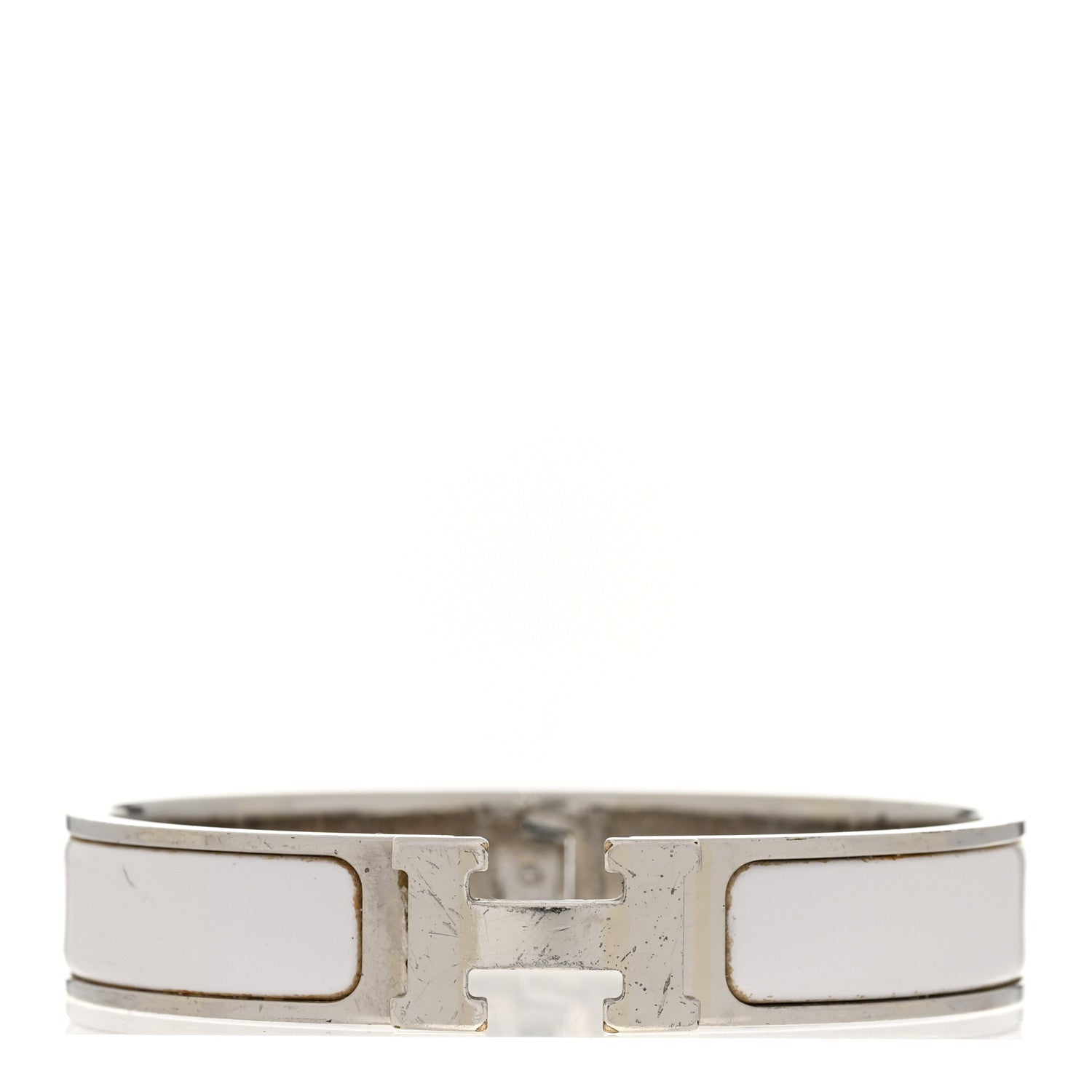 Hermes Enamel Narrow Clic Clac H Bracelet PM White 1 of 7