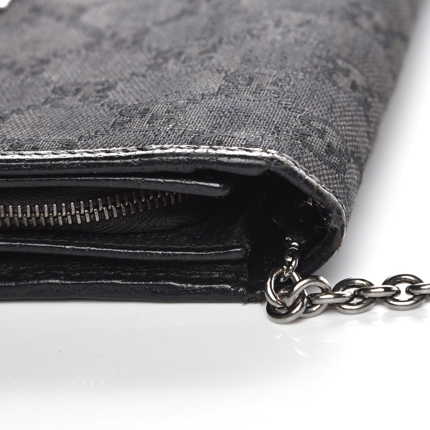 Monogram Metal Bar Chain Wallet Black