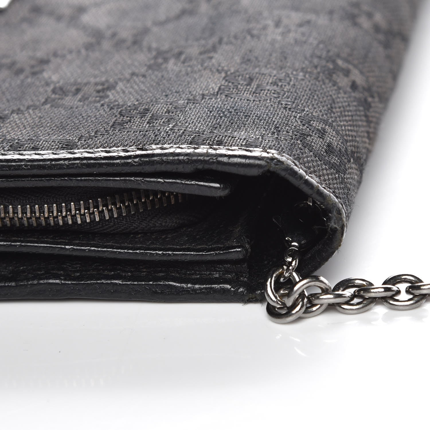 Gucci Monogram Metal Bar Chain Wallet Black 13 of 14