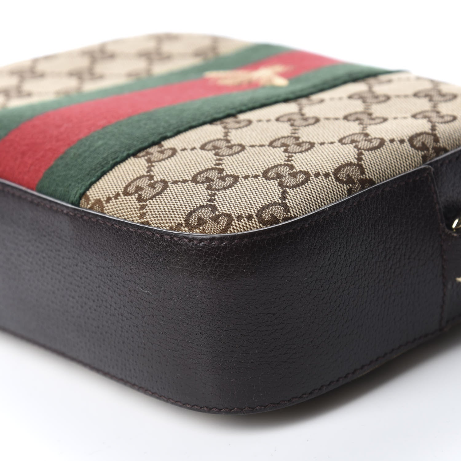 Gucci GG Supreme Monogram Web Small Webby Bee Shoulder Bag Dark Brown 7 of 10