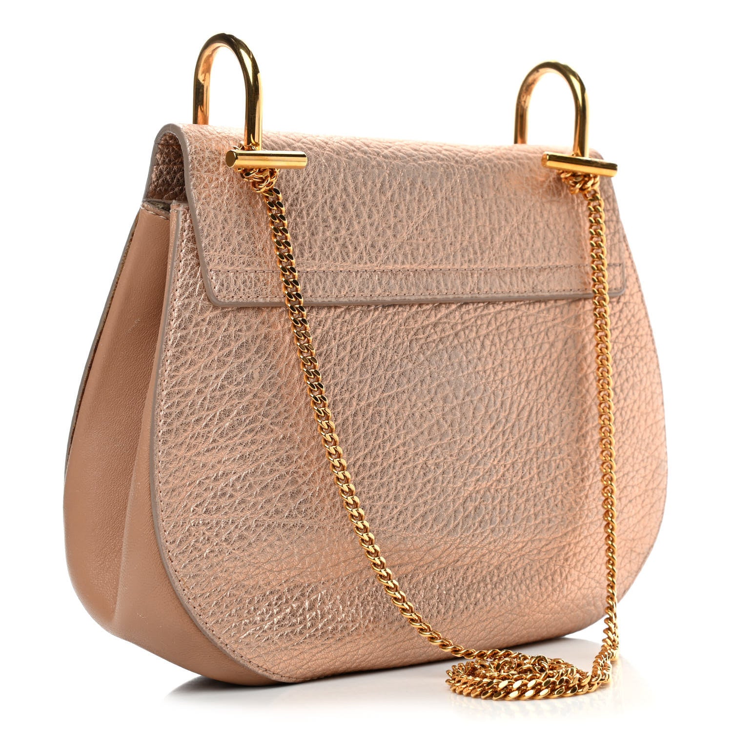 Chloe Metallic Grained Goatskin Drew Shoulder Bag Rose Gold 2 of 4
