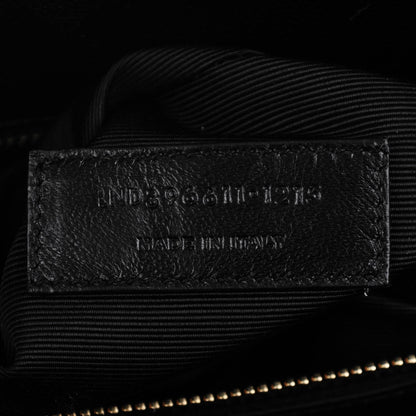 Saint Laurent Grain de Poudre Matelasse Chevron Monogram Shopping Bag Black 8 of 8