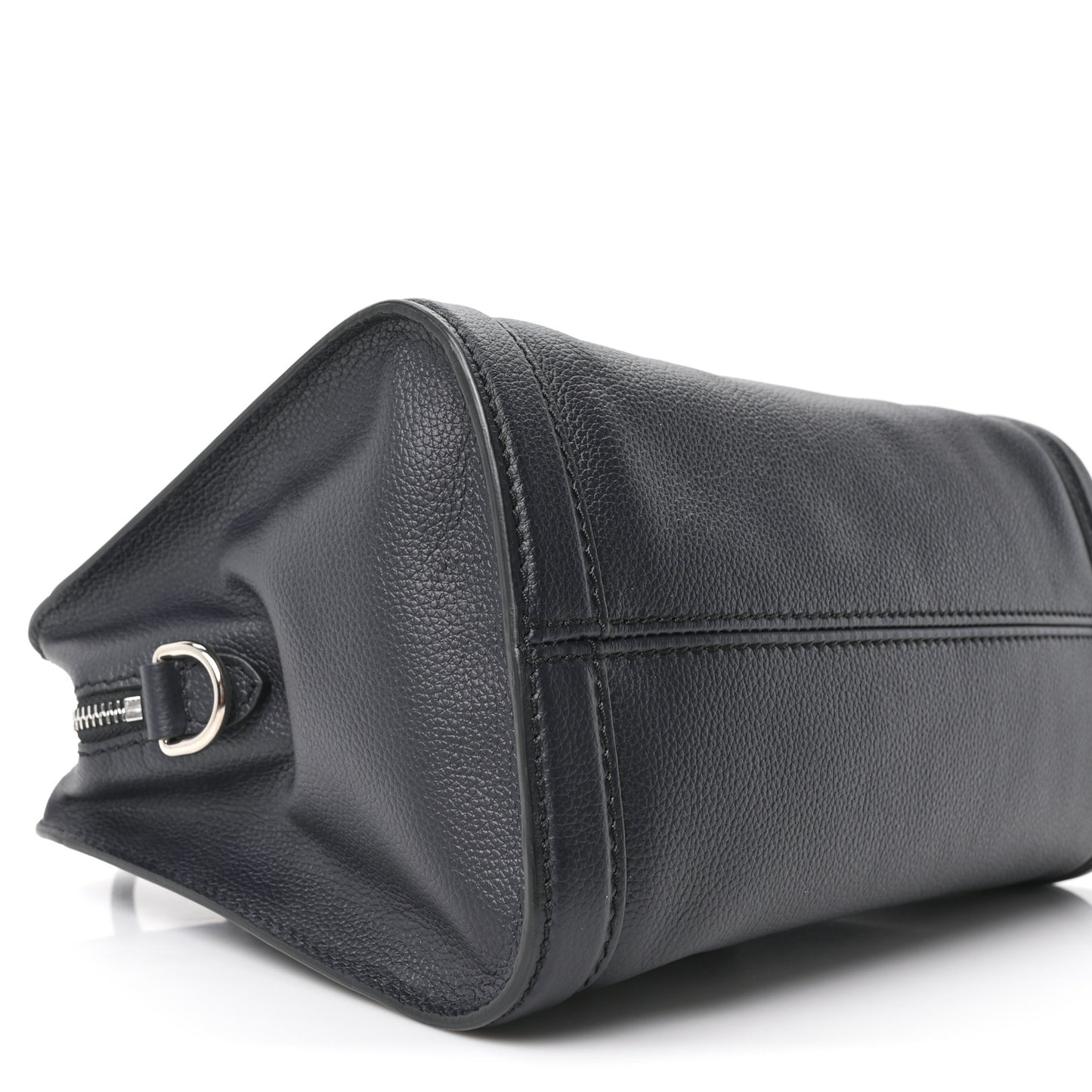 Pebbled Calfskin Small Skull Padlock Zip Around Tote Navy