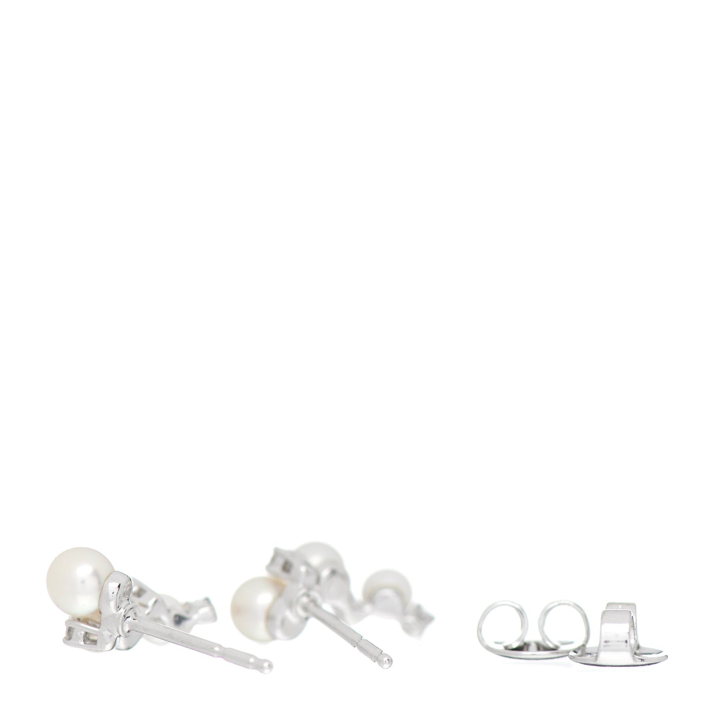18K White Gold Diamond Akoya Pearl Cluster Earrings