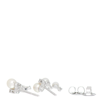Mikimoto 18K White Gold Diamond Akoya Pearl Cluster Earrings 3 of 5
