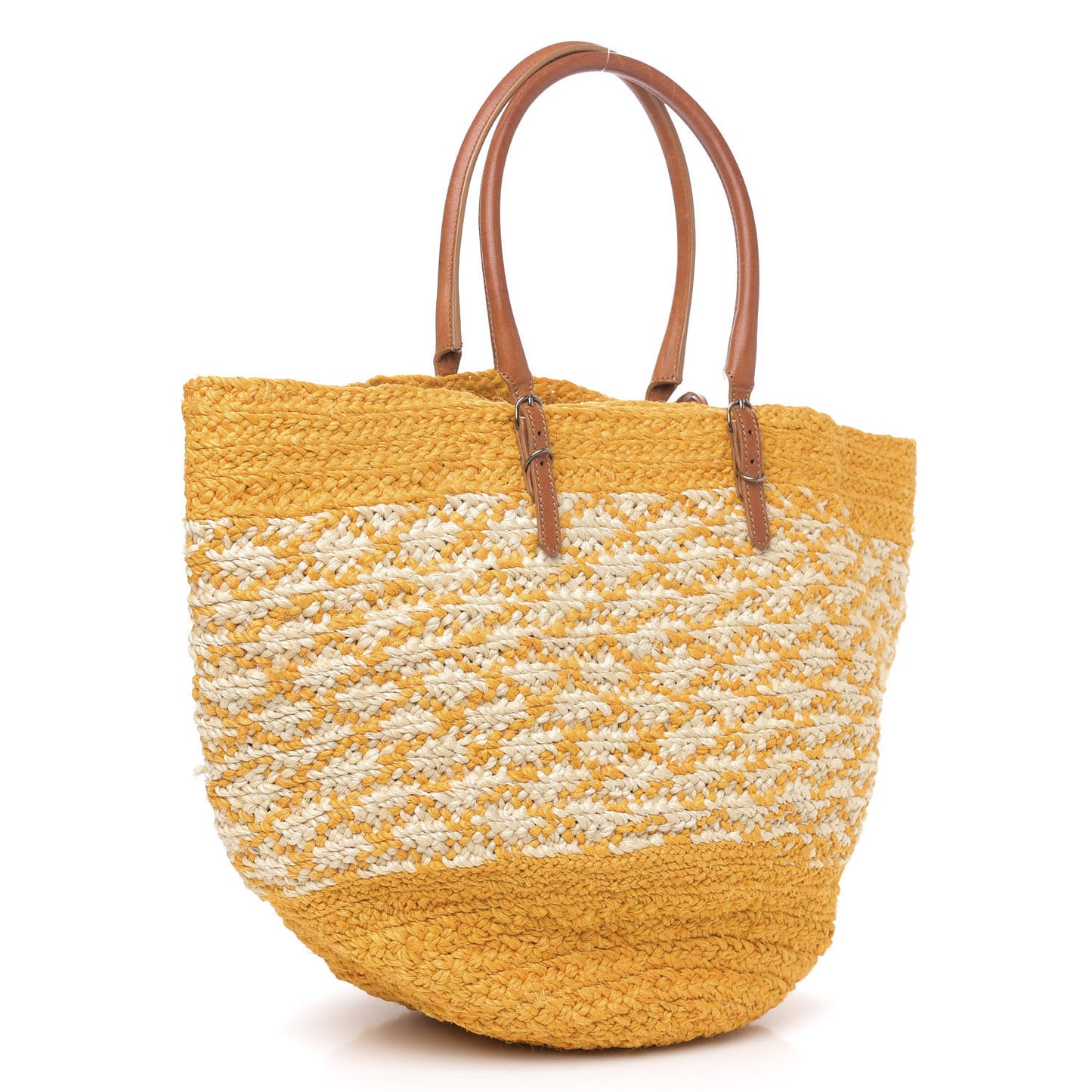 Straw Panier Basket Tote Yellow